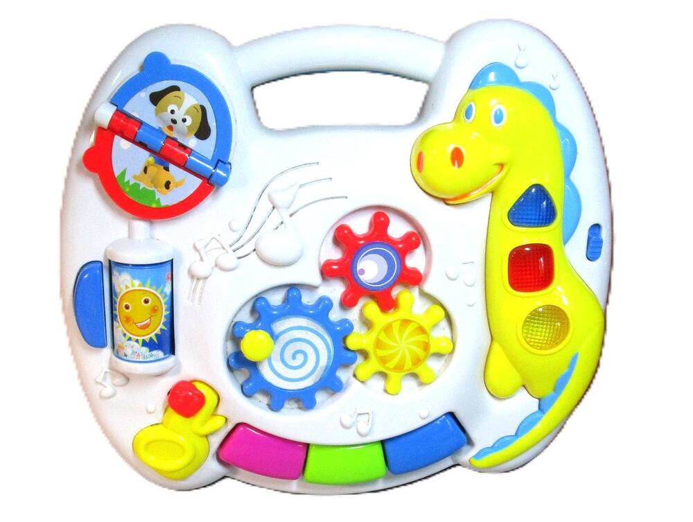 Toddler Interactive Busy Box Toy Music Lights Dinosaur Activity Center + Handle